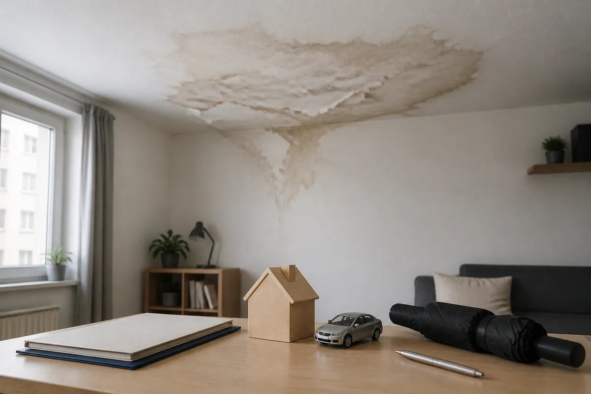 Dégât des eaux visible au plafond d&rsquo;un logement étudiant